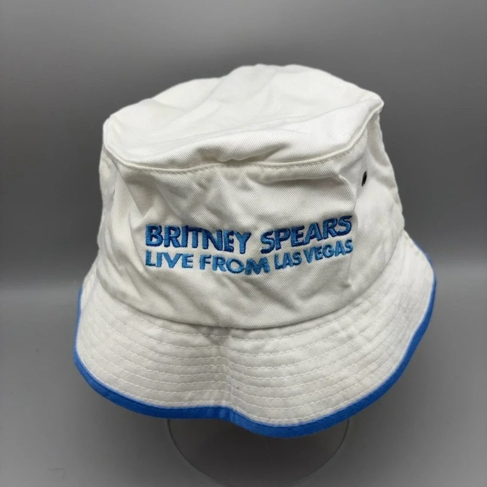 Britney Spears Bucket Hat Womens OS White Blue HBO Y2K Pop Star Las Vegas
